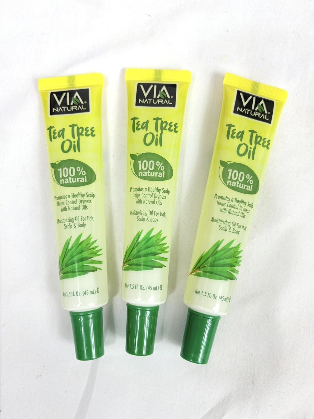 Via Natural TEA TREE OIL For Hair Scalp & Body Healthy Scalp/Dryness - Lot of 3